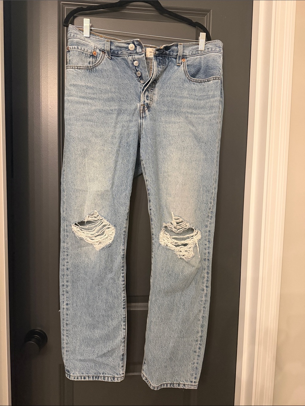 Levi’s 501 Light Blue Distressed Women’s Jeans